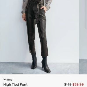 Aritzia Wilfred High Tied Faux Leather Pant - Size 2